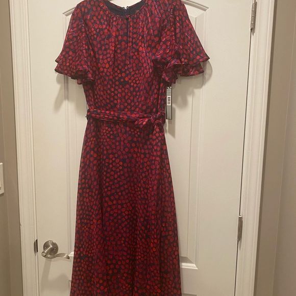 Navy Pink Dot Dress - Picture 5 of 10